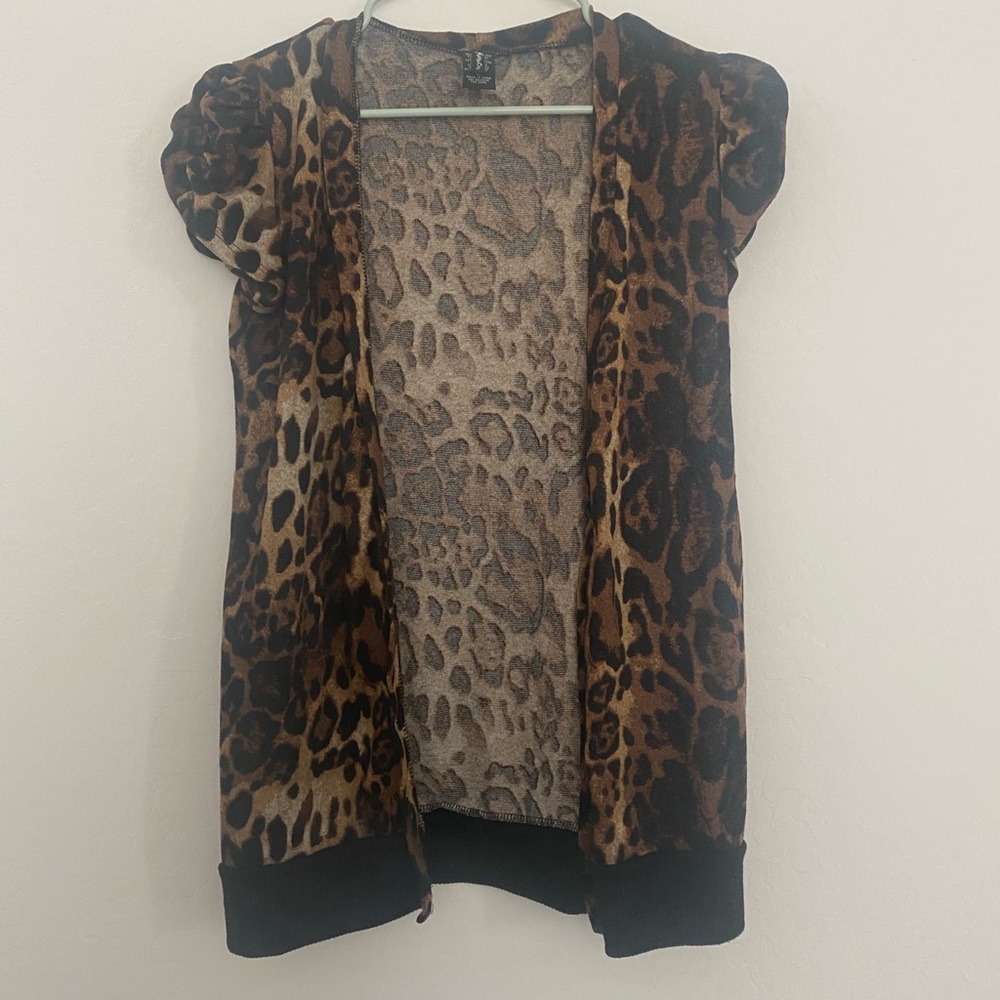 Short sleeve leopard cardigan